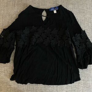 Blue Rain Black Blouse
